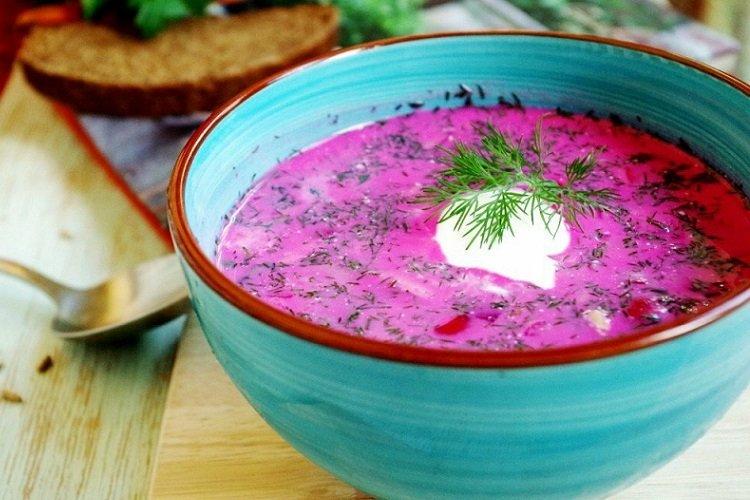 Cold Beetroot Soup with Kefir and Mineral Water