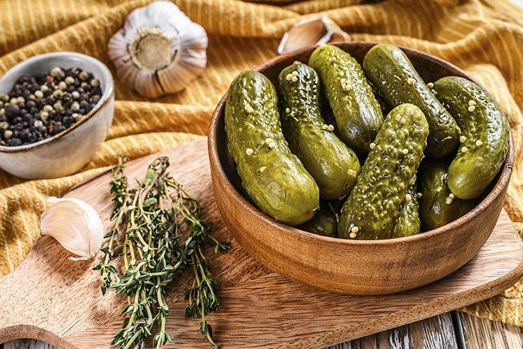 Leicht gesalzene Gurken mit Koriander und Estragon