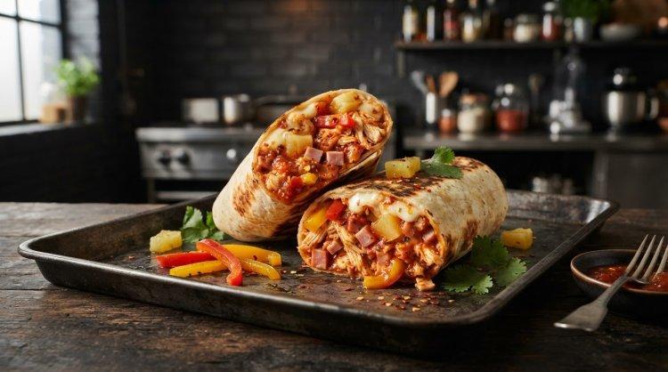 Burrito mit Schinken und Ananas