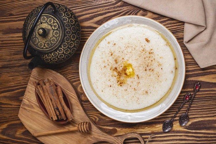 Semolina Porridge with Nuts and Honey and Milk