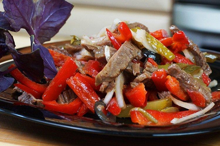 Eggplant, Beef, and Pickled Cucumber Salad