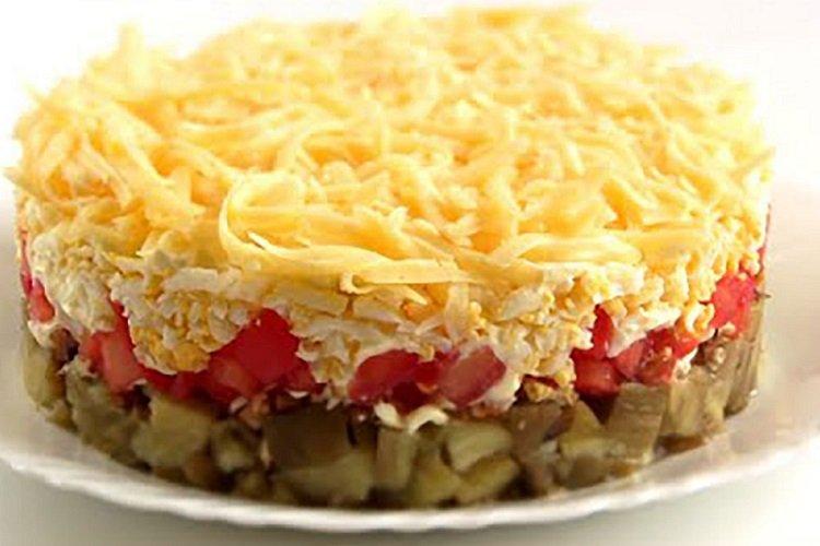 Layered Eggplant and Cheese Salad