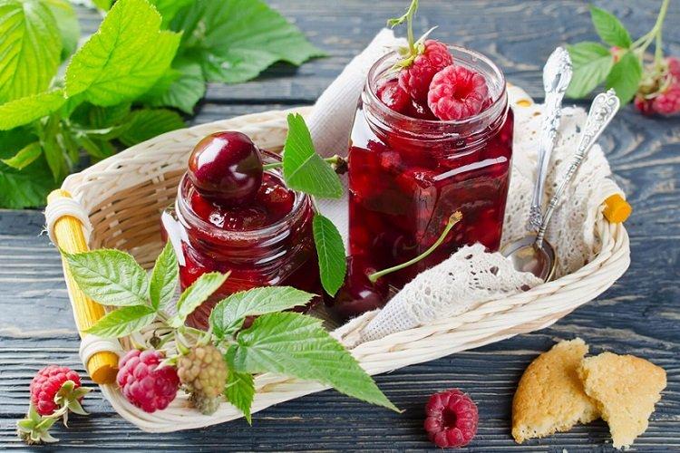 Mermelada de cereza con frambuesa