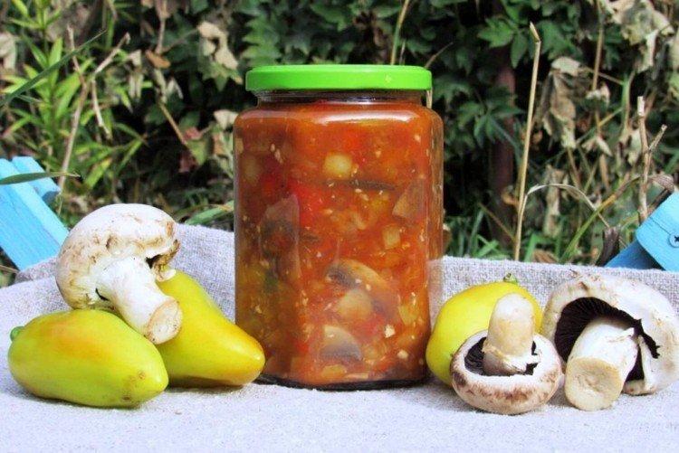 Ensalada de calabacín con champiñones