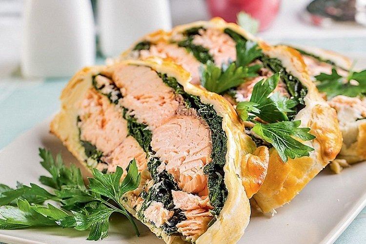 Red Fish Baked in Puff Pastry
