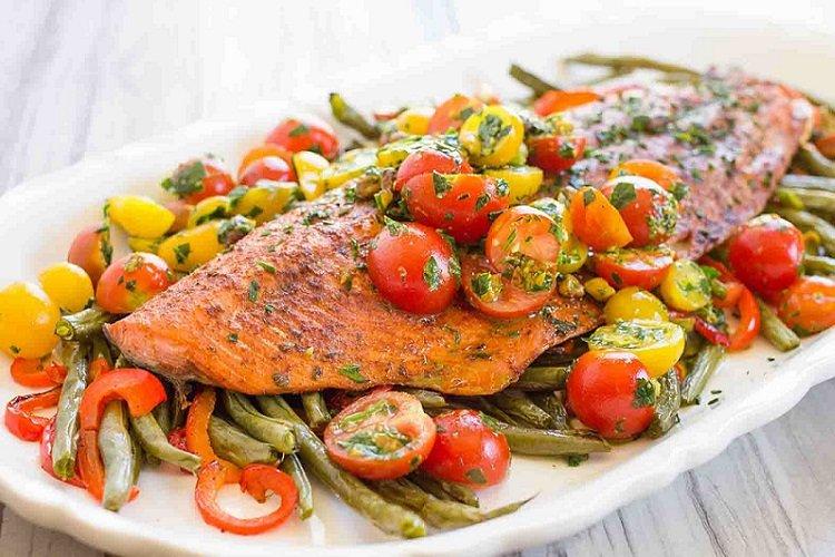 Red Fish with Vegetables in the Oven