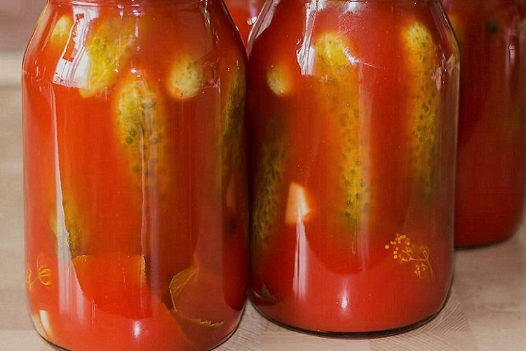 Cucumbers in Tomato Sauce for Winter