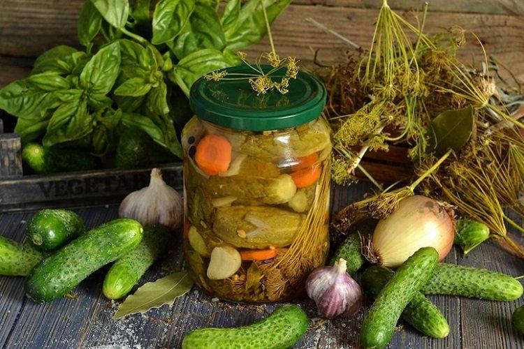 Cucumbers with Onions and Carrots for Winter