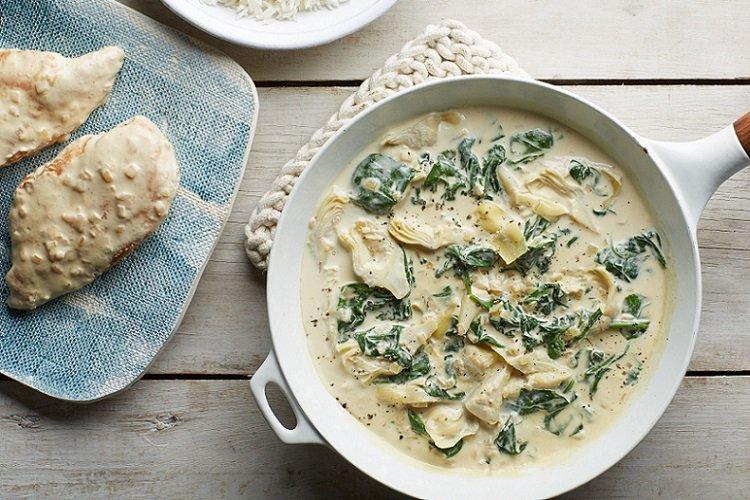 Chicken Thighs with Spinach Braised in Cream