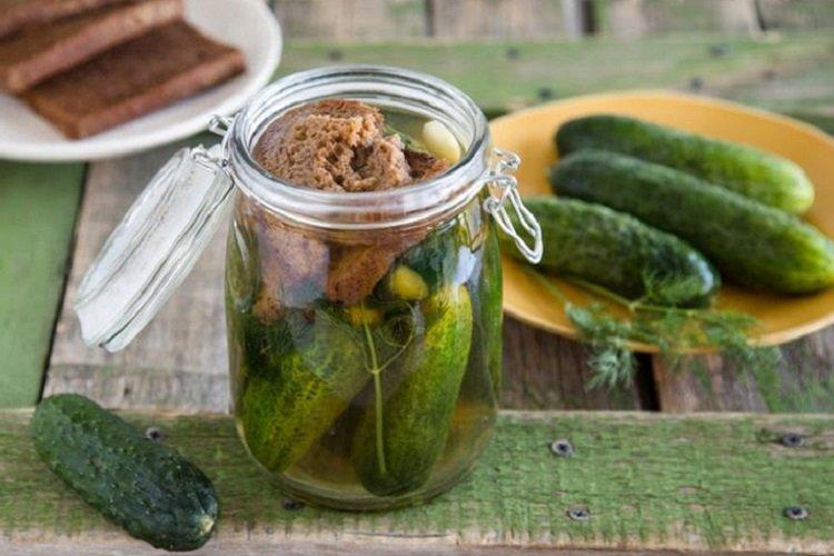 Pepinos crujientes con pan para el invierno