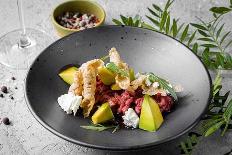 Beef Tartare with Avocado and Goat Cheese