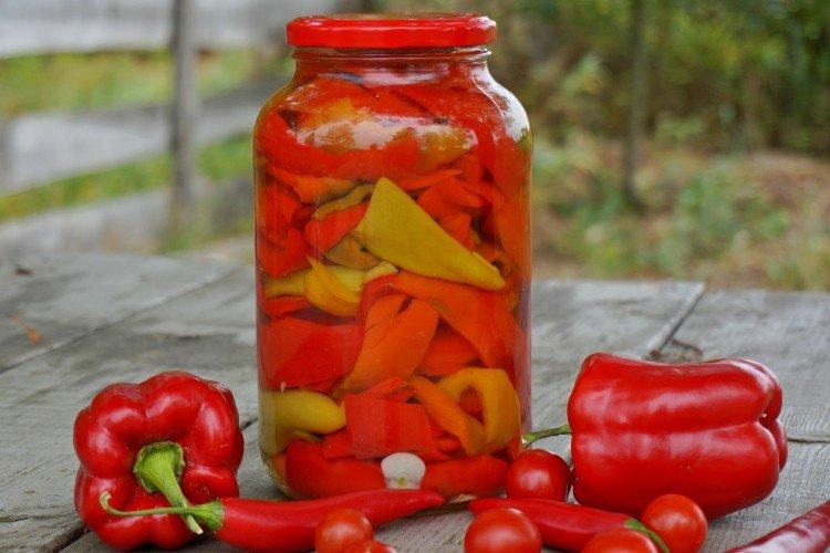 Preparación de pimientos para el invierno
