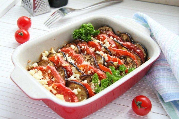 Eggplant with Tomatoes and Feta Cheese