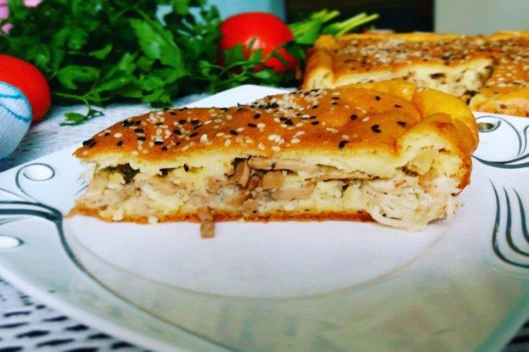 Tarta líquida de champiñones