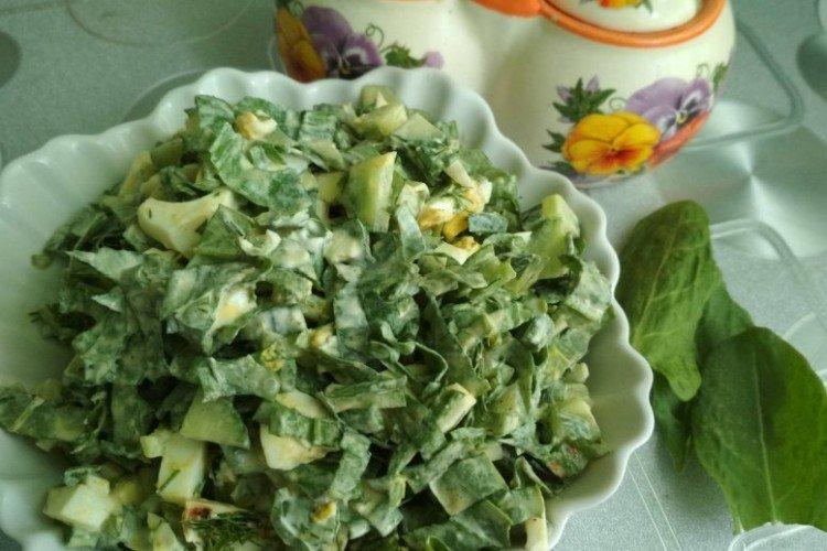 Salat aus Eiern, Gurken und Sauerampfer