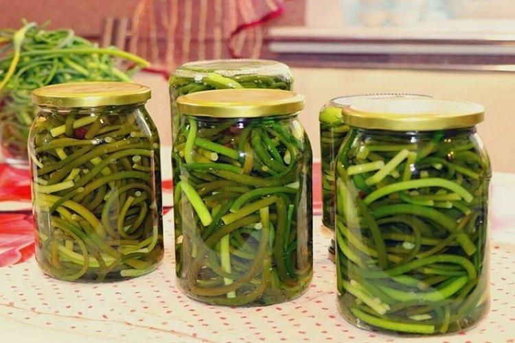 Knoblauchstiele, eingelegt mit Thymian
