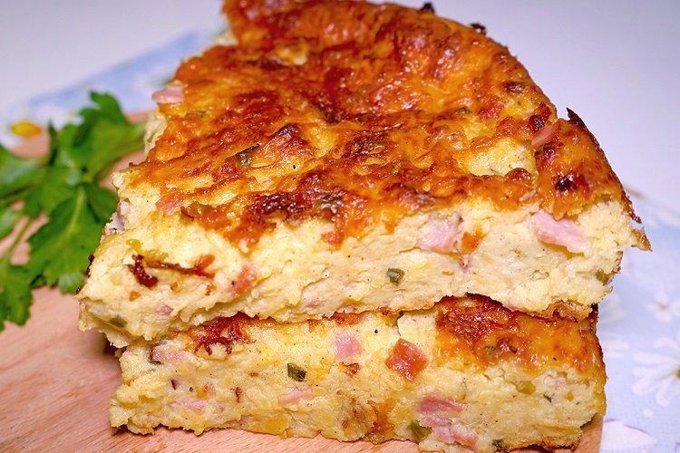 Kefir Cake with Sausages and Cheese