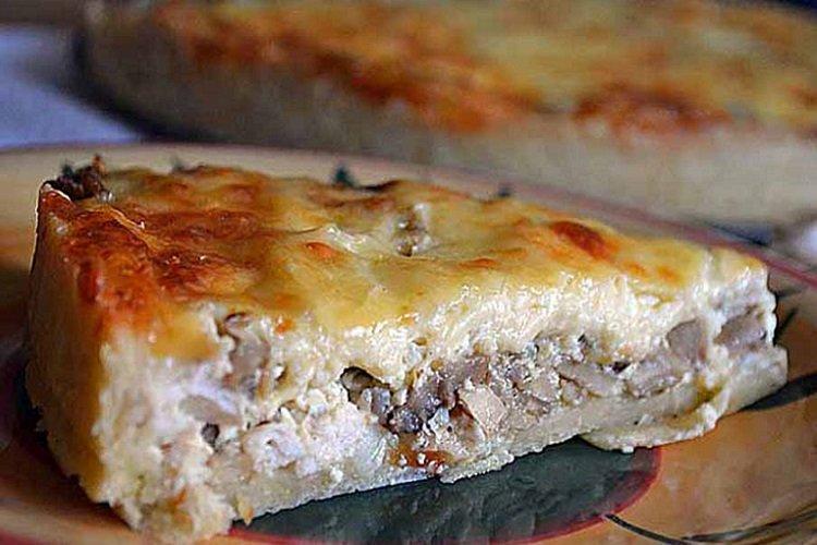 Pour-Over Kefir Cake with Chicken and Mushrooms
