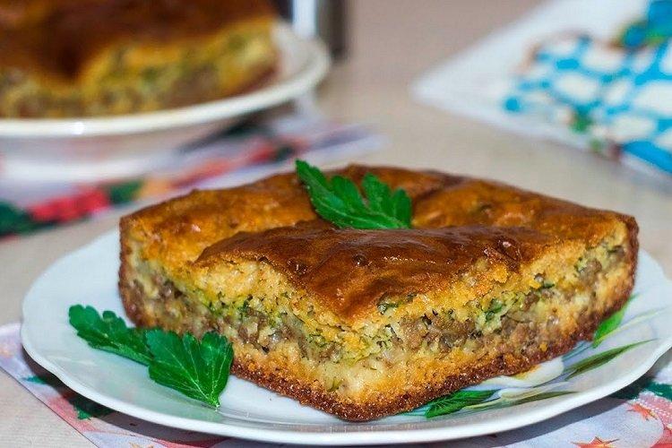 Kefir Cake with Meat and Onions