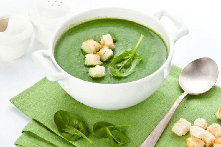 Sopa crema de calabacín y espinacas