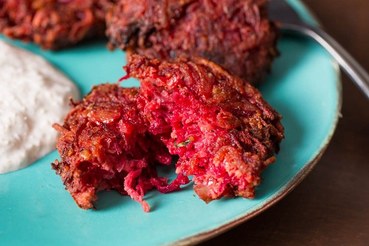 Potato Pancakes with Beets