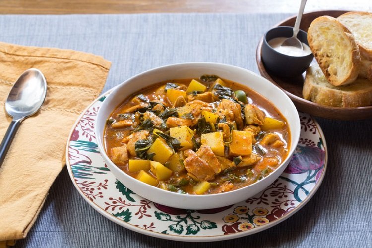Potatoes Stewed with Chicken and Pickled Cucumbers