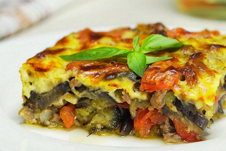 Moussaka with Egg and Sour Cream Topping