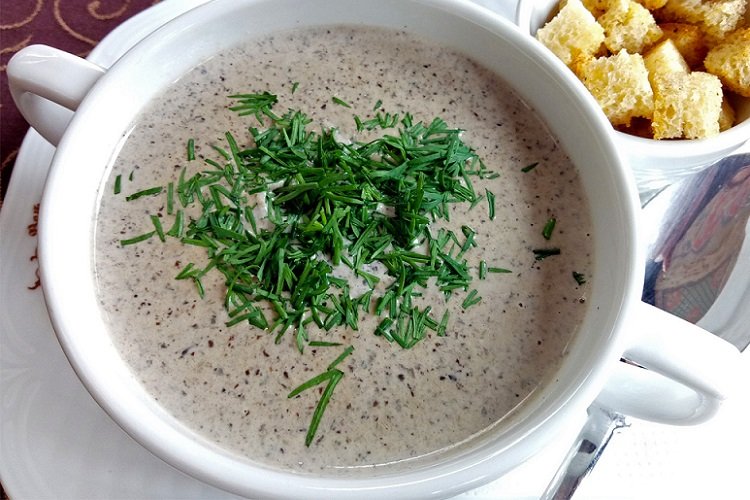 Crema de pavo y champiñones