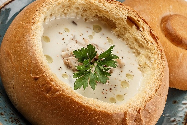Crema de champiñones en pan