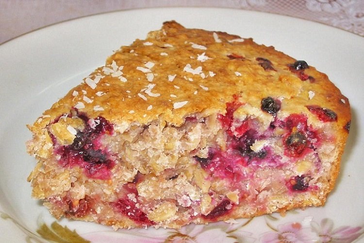 Pastel de kéfir con copos de avena
