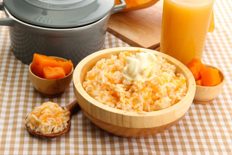 Gachas de arroz con calabaza