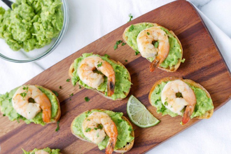 Fried Shrimp and Avocado Toasts