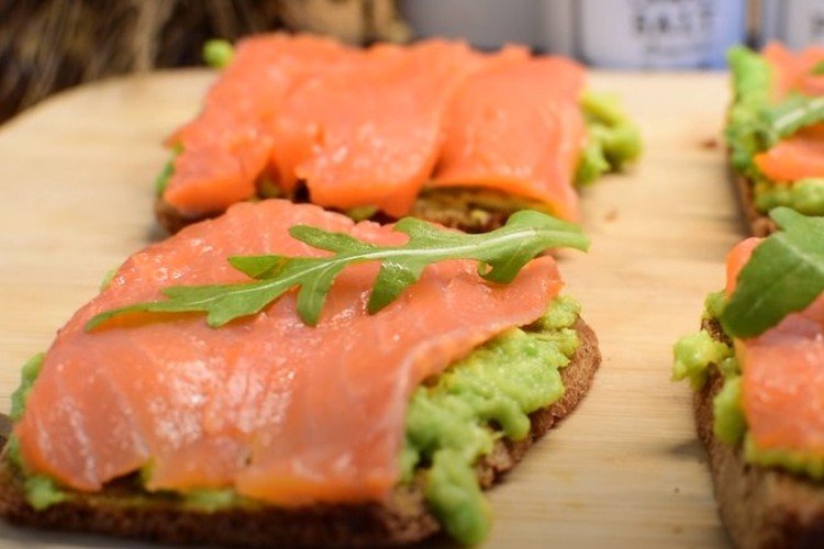 Red Fish and Avocado Toasts
