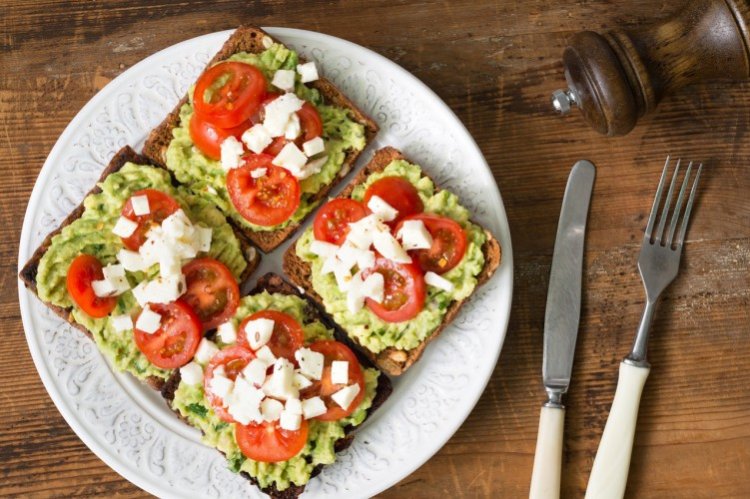 Avocado, Feta, and Tomato Toasts