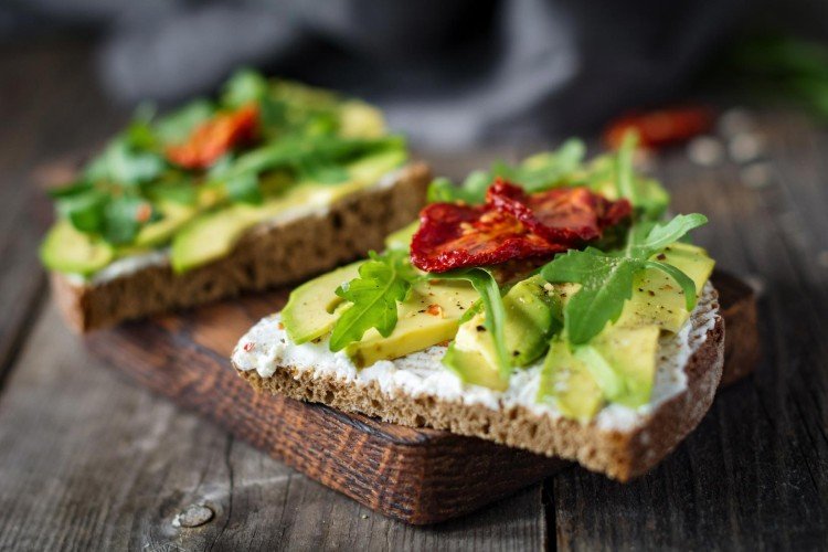 Sun-Dried Tomato, Avocado, and Cream Cheese Toasts