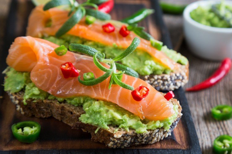 Avocado, Salted Salmon, and Cucumber Toasts