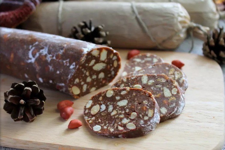 Salchicha de chocolate con ralladura de naranja