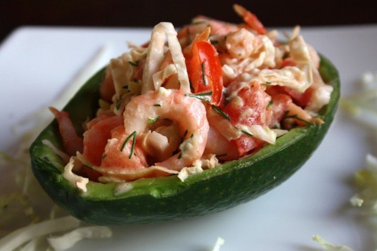 Chinese Cabbage, Avocado, and Shrimp Salad