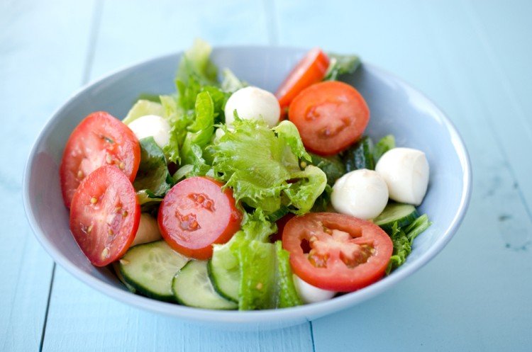 Mozzarella, Cucumber, and Tomato Salad