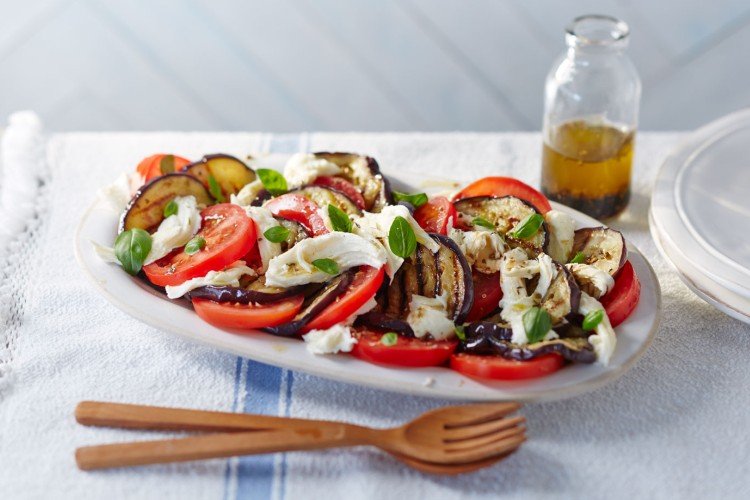Tomato, Mozzarella, and Fried Eggplant Salad