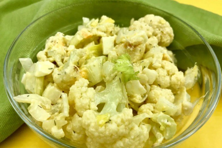 Salad with Cauliflower, Pickled Cucumbers, and Sprats