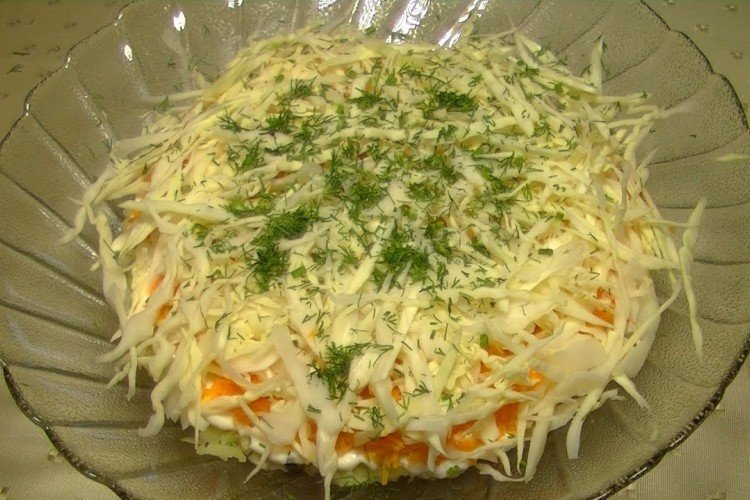 Salad with Cabbage, Potatoes, and Sprats