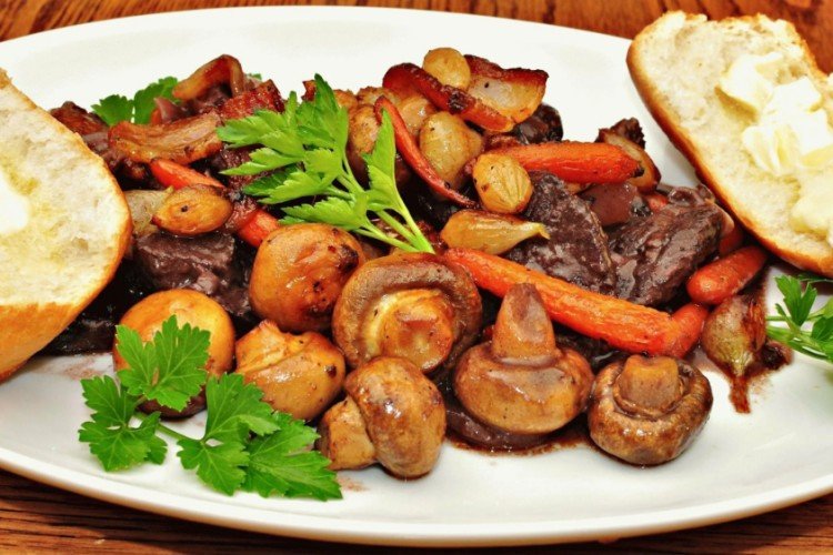 Baked Meat with Mushrooms
