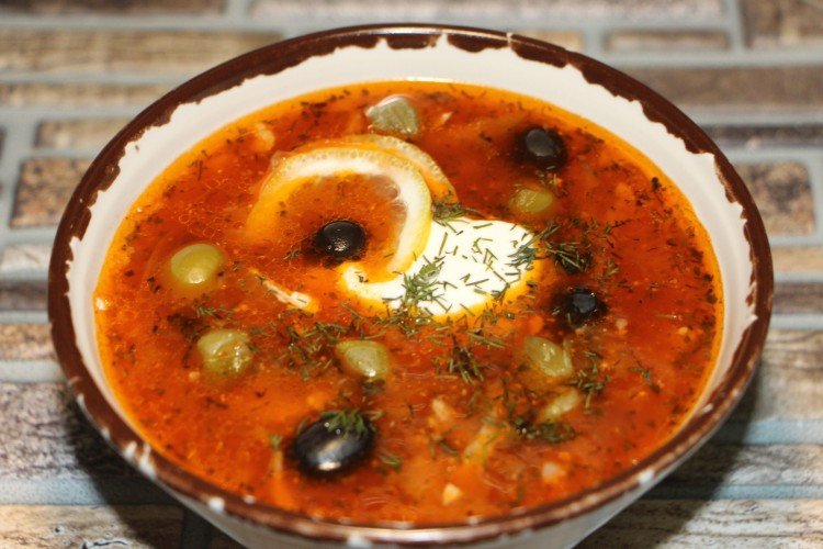Solyanka with Celery, Sun-Dried Tomatoes, and Sausage