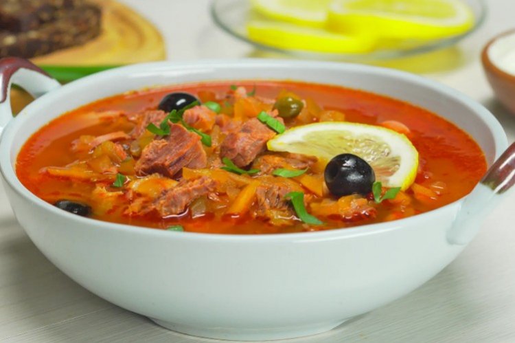 Assorted Solyanka with Beef, Pork, and Sausage