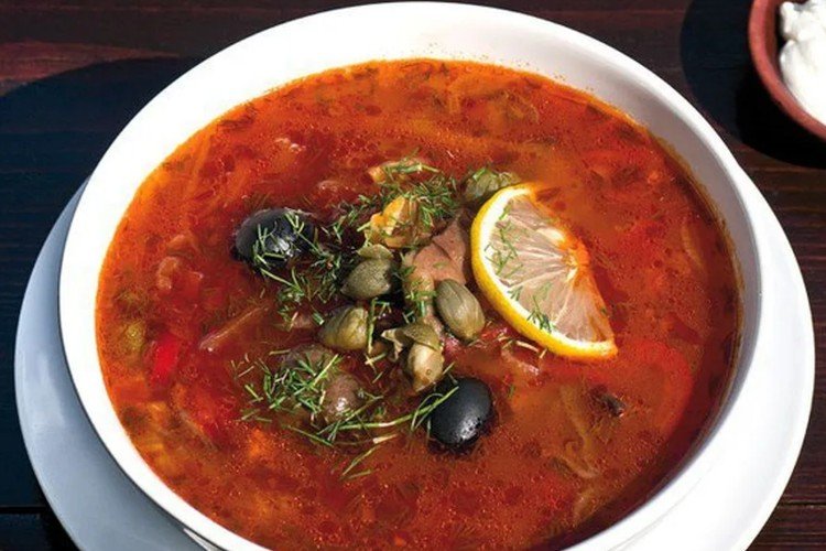 Meat Solyanka with Capers and Sausage