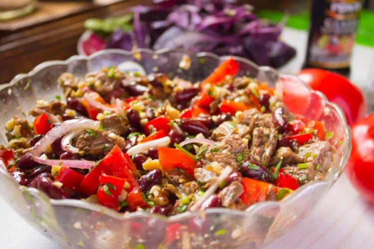 Tbilisi Salad with Beef and Pickled Cucumbers