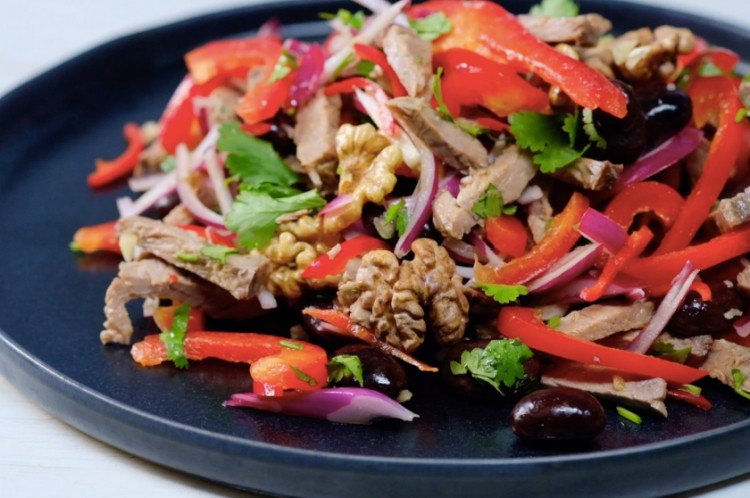 Tbilisi Salad with Veal, Red Beans, and Red Onion