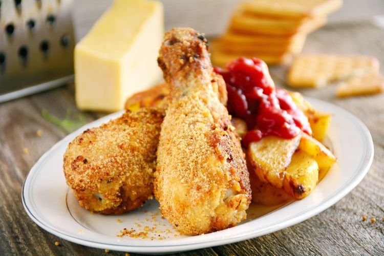 Chicken Drumsticks Baked in Crispy Breading