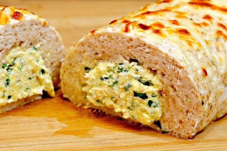 Hackbraten aus Hähnchenhackfleisch mit Schmelzkäse